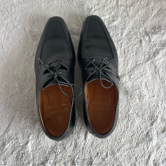 Gravati Shoes Mens 8.5 Black Italian Derby Leather Blucher Luxe ITALY